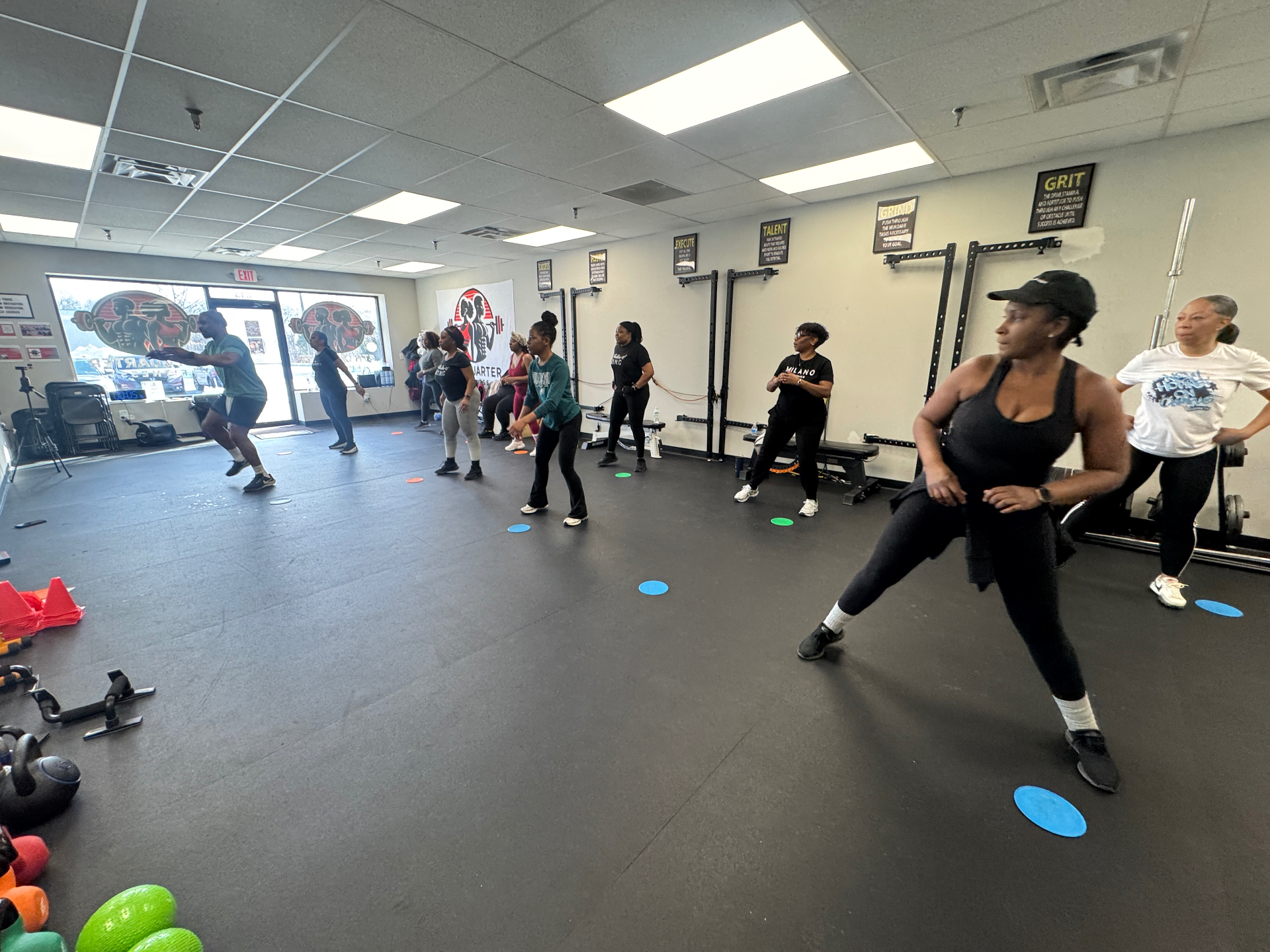 Group fitness class in action